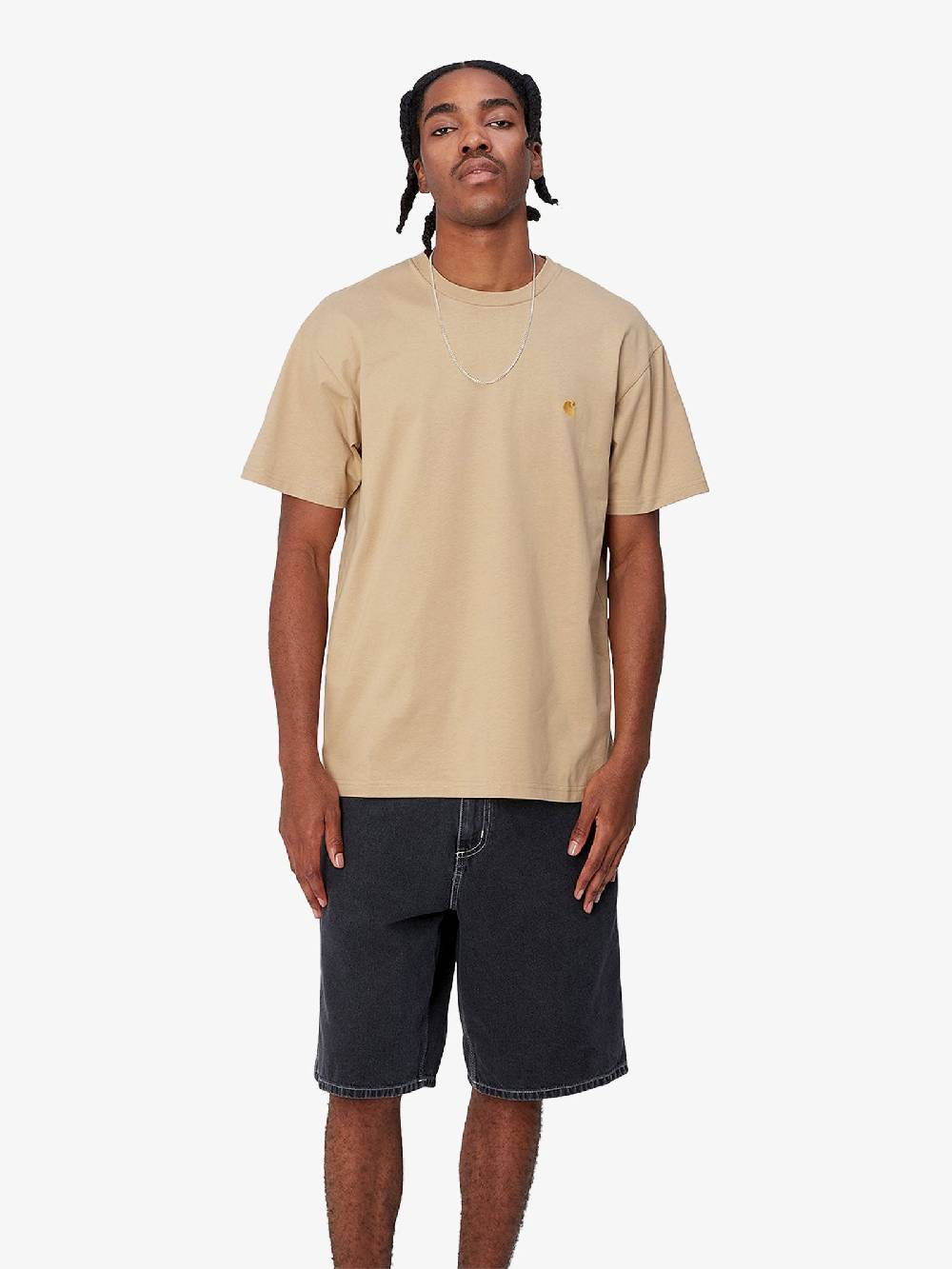 CARHARTT WIP T-shirt S/S Chase I026391_22I_XX Uomo In Cotone Beige