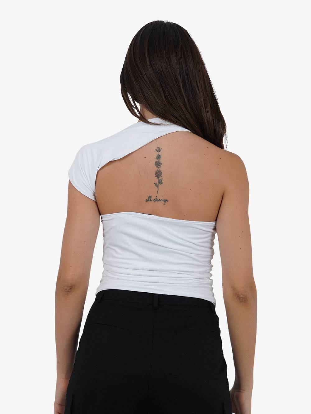 JIJIL T-shirt Top Monospalla Asimmetrico TS217 Donna Bianco