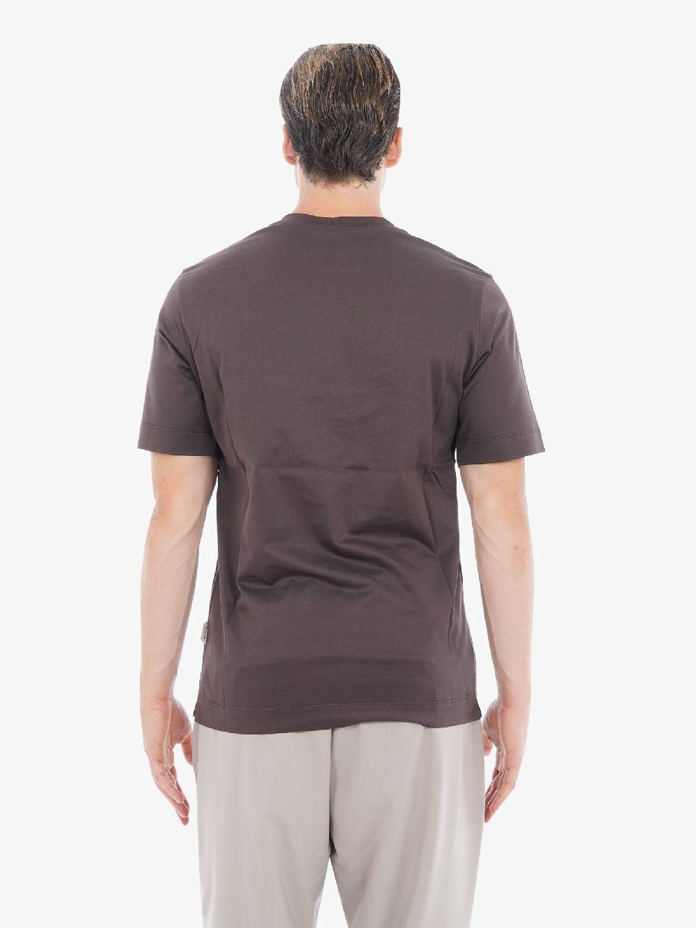 YES LONDON T-shirt XM4076 Uomo In Cotone Fino Di Scozia Marrone