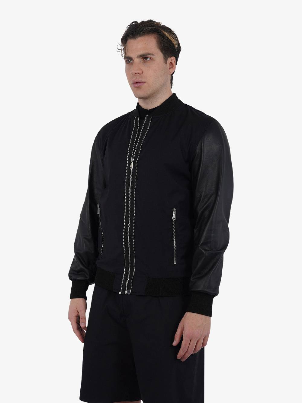 TAKAMORI Bomber Doppia Zip Uomo Tessuto Nero