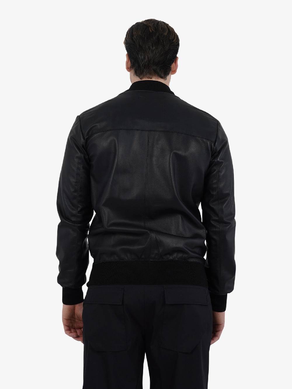 TAKAMORI Bomber Doppio Cursore Uomo Pelle Nero