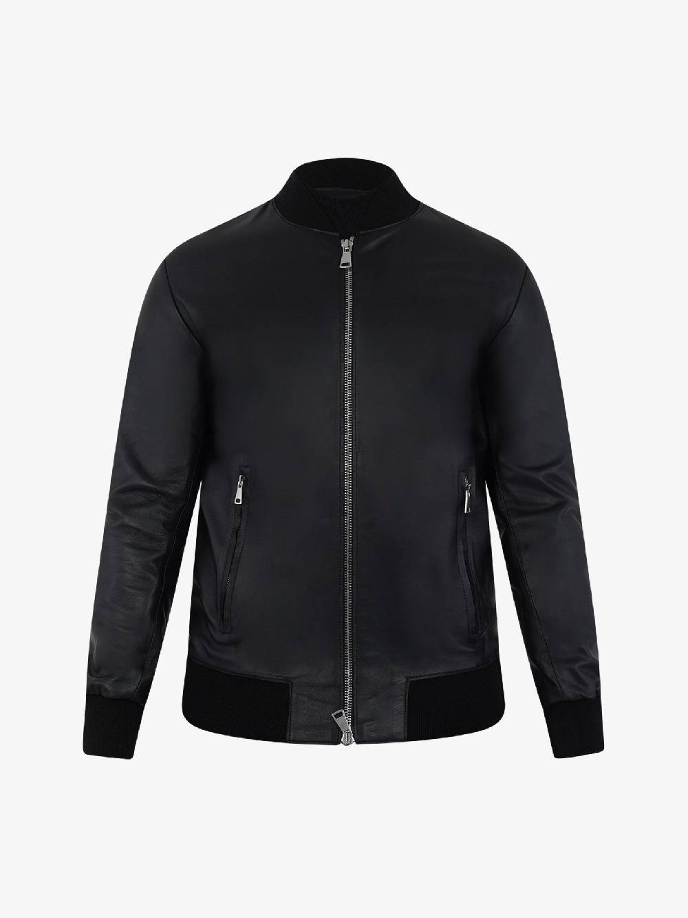 TAKAMORI Bomber Doppio Cursore Uomo Pelle Nero