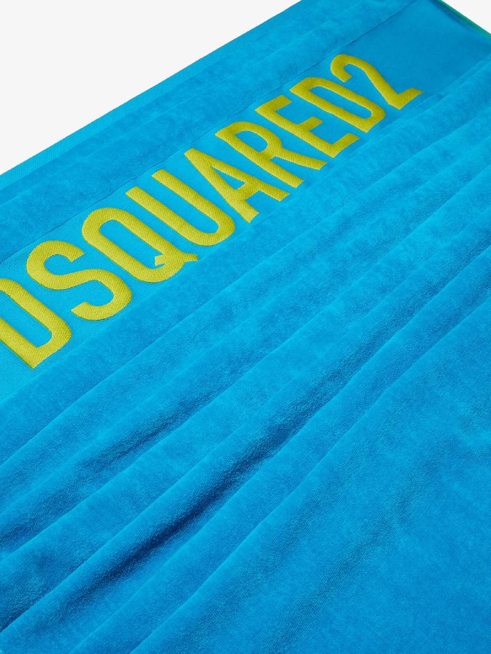 DSQUARED2 Telo Da Mare Unisex In Cotone Azzurro Con Logo Lettering A Contrasto