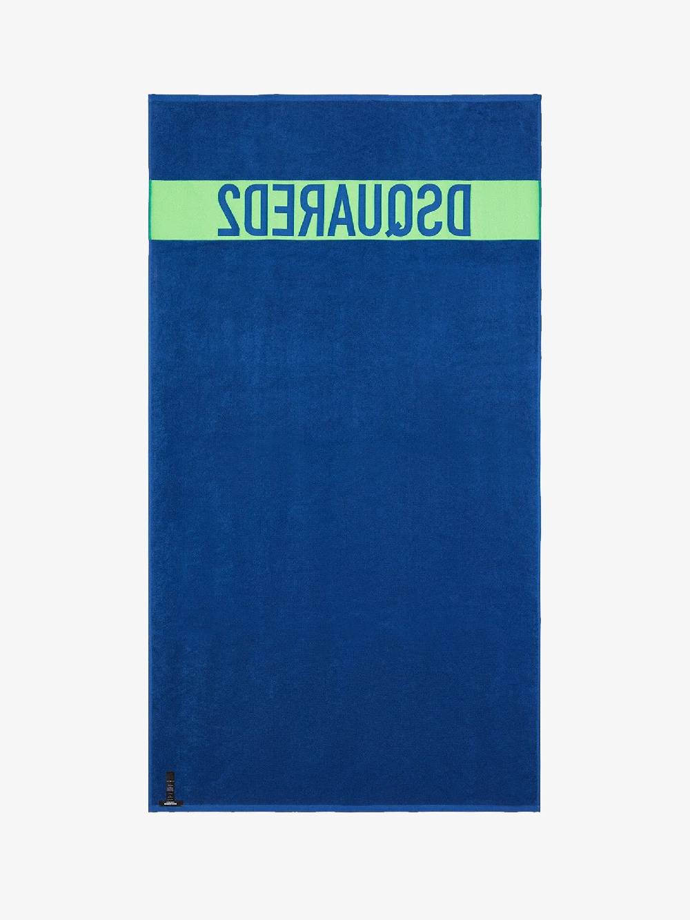 DSQUARED2 Telo Da Mare Unisex In Cotone Blu Con Logo Lettering A Contrasto