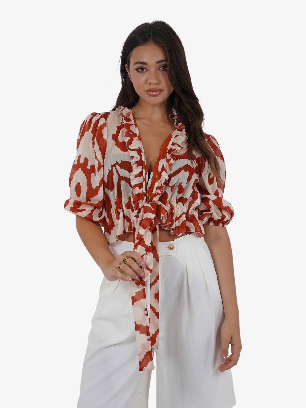 HAVE ONE Top con nodo RMA-L111 donna cotone arancione