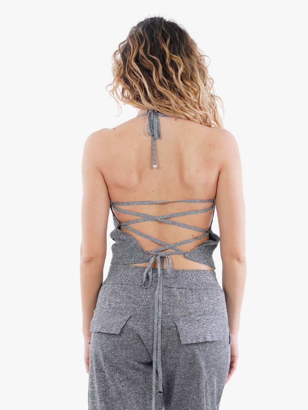 CIRCUS HOTEL Top Donna In Viscosa Con Dettaglio Grigio