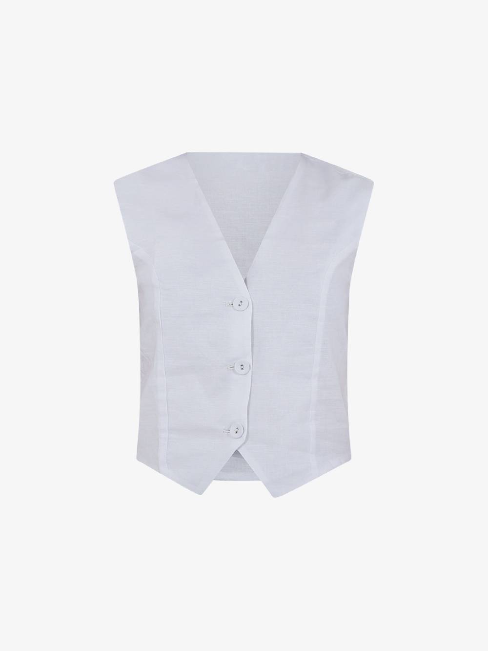 GLAMOROUS Top Gilet Ampio GS0793 Donna Cotone Bianco