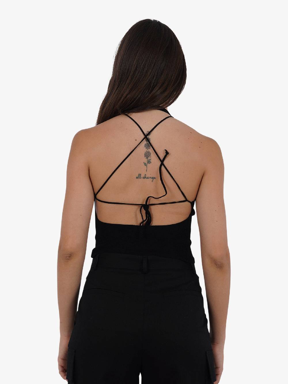 VICOLO Top Scollo All'americana 22063B Donna Viscosa Nero