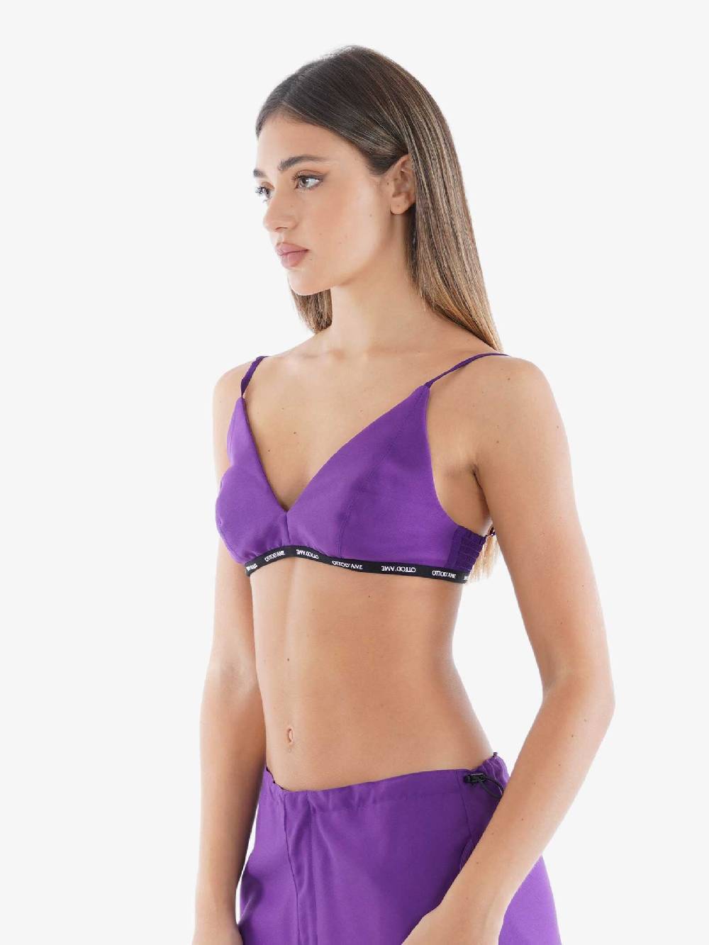 OTTOD'AME Top Spalline Donna In Tessuto Tecnico Viola