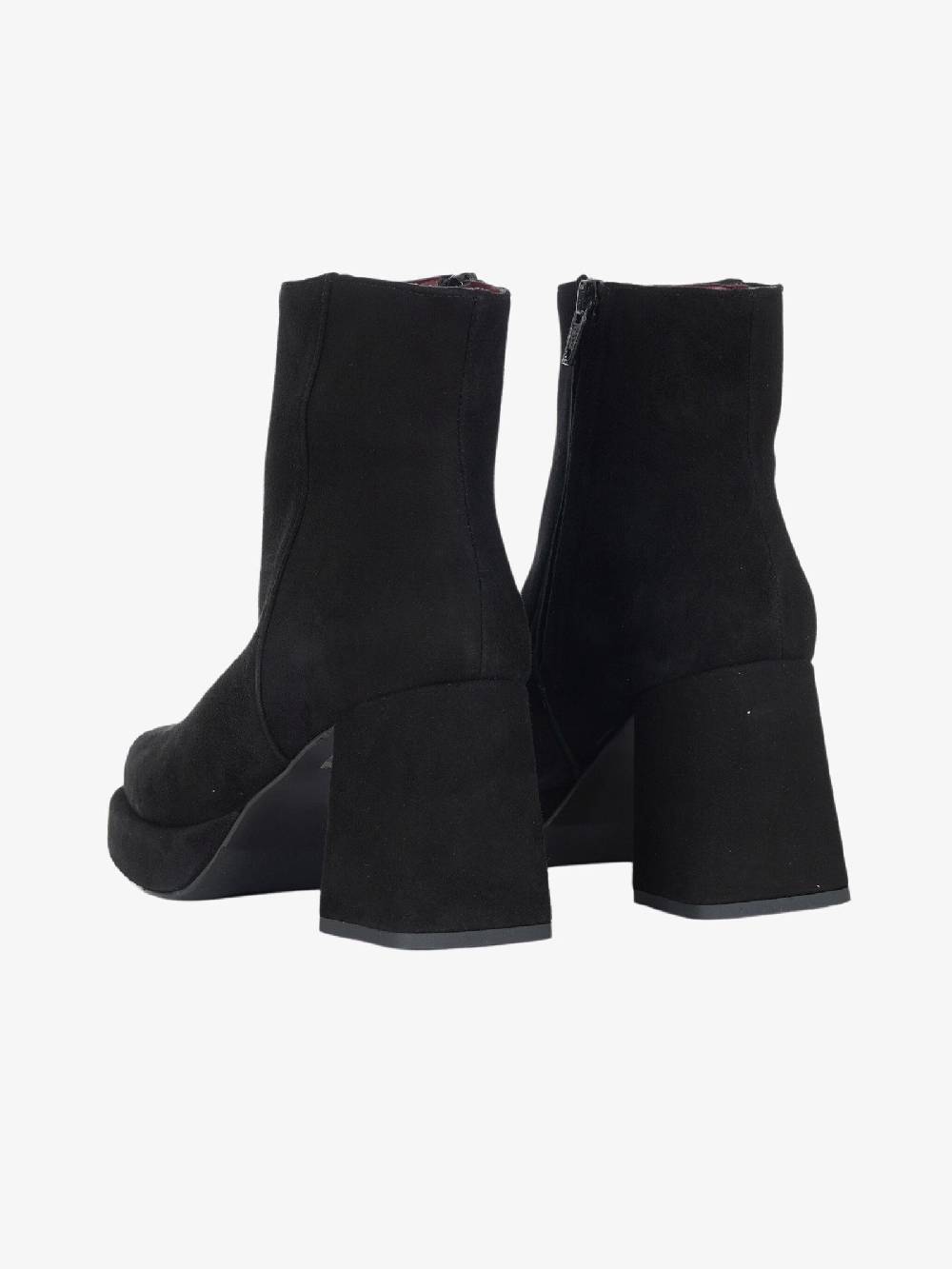 L'AMOUR Tronchetto Punta Squadrata 517 Donna In Camoscio Nero