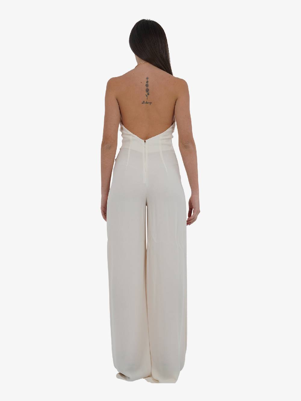 SPACE SIMONA CORSELLINI Tuta Palazzo In Georgette Double Donna Panna