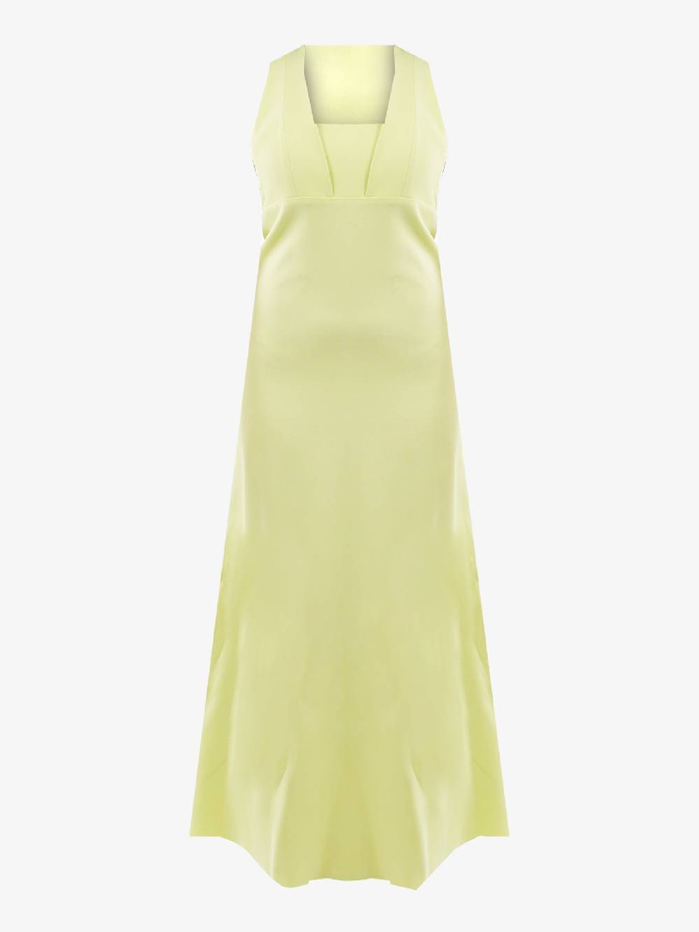 ALYSI Vestito lungo donna in crepe cady verde scollato