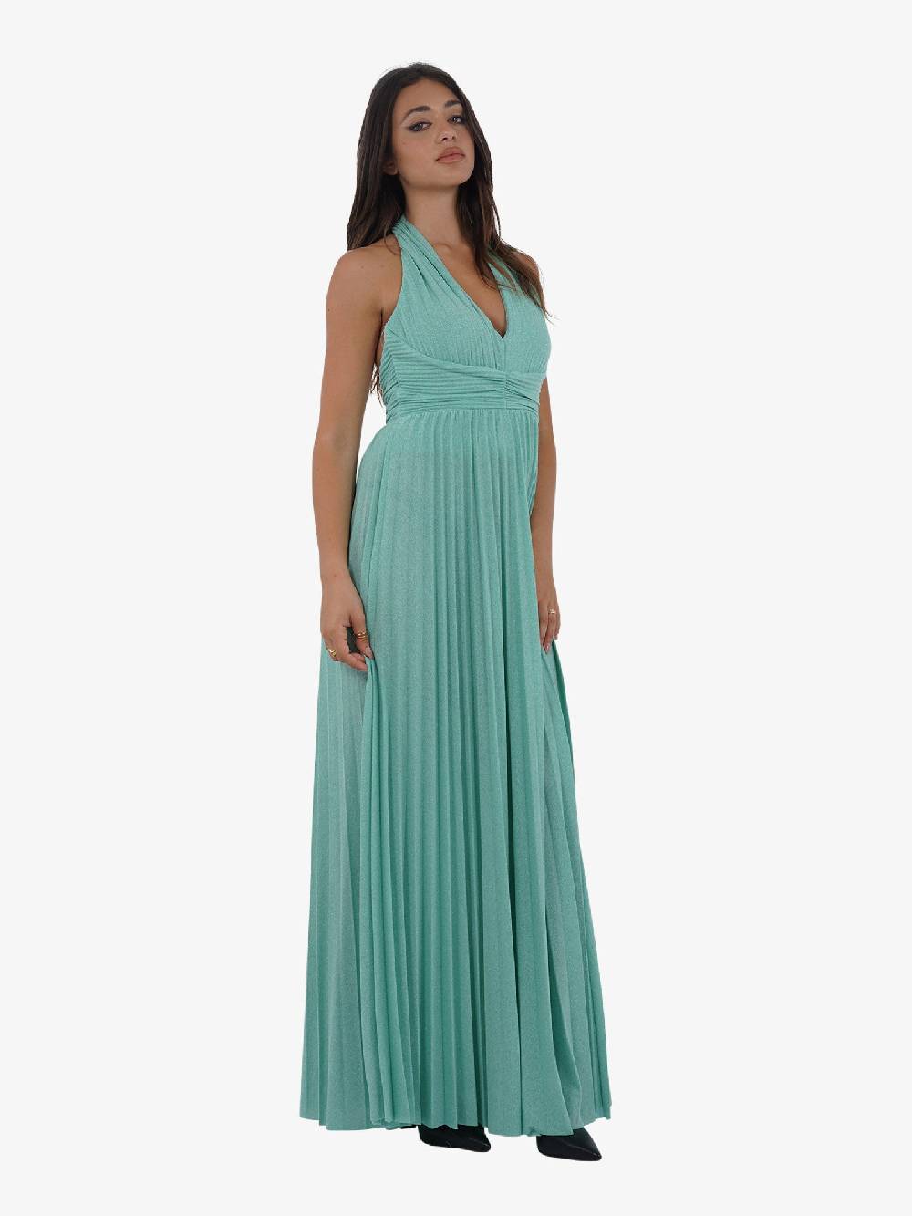 VICOLO Abito Lungo Scollo A V TB2183 Donna Verde