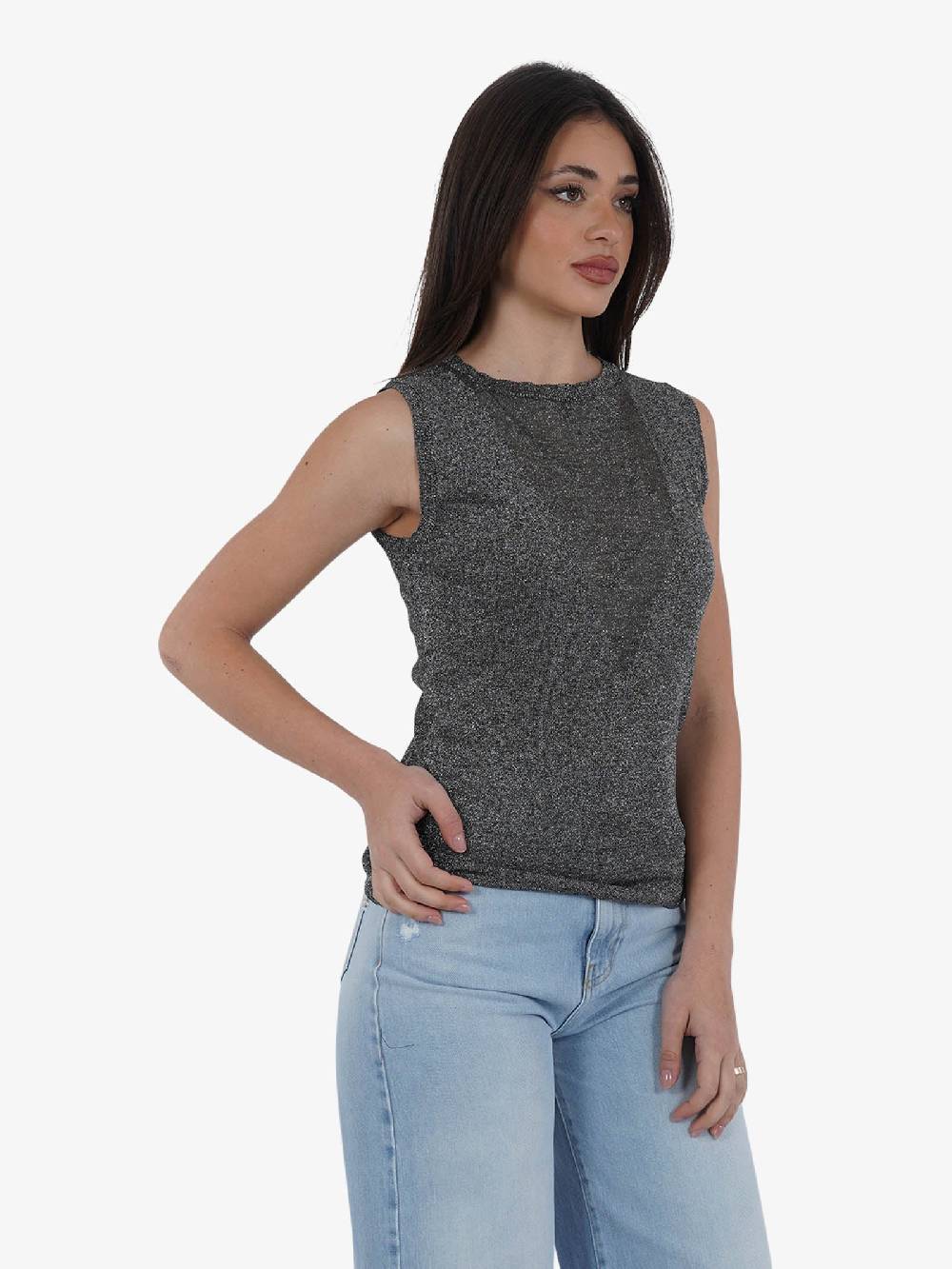 VICOLO Canotta 44017B Donna Viscosa Argento