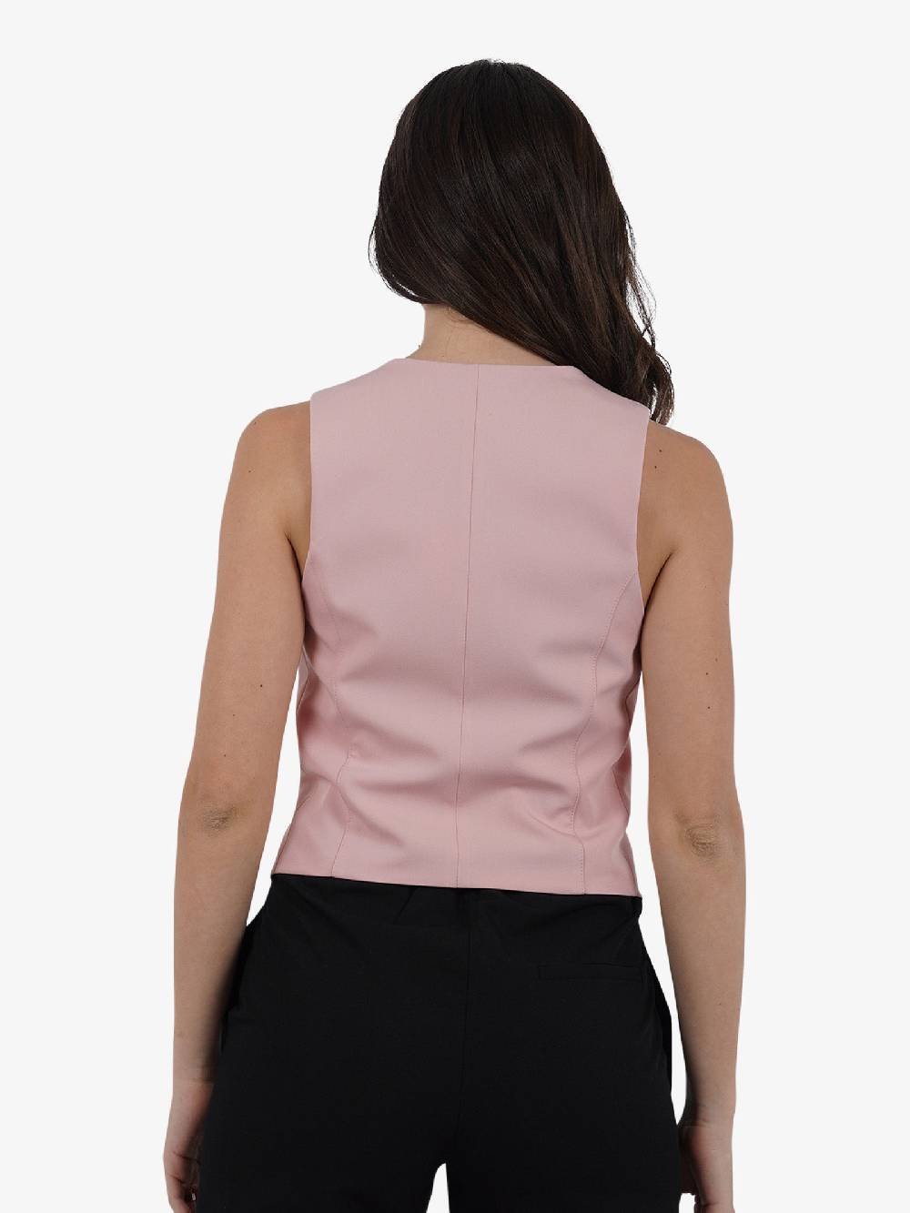 VICOLO Gilet Cropped Scollo A V TB0237 Donna Rosa