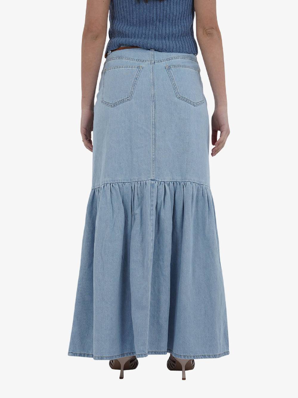 VICOLO Gonna Lunga DB5089 Donna Cotone Blu