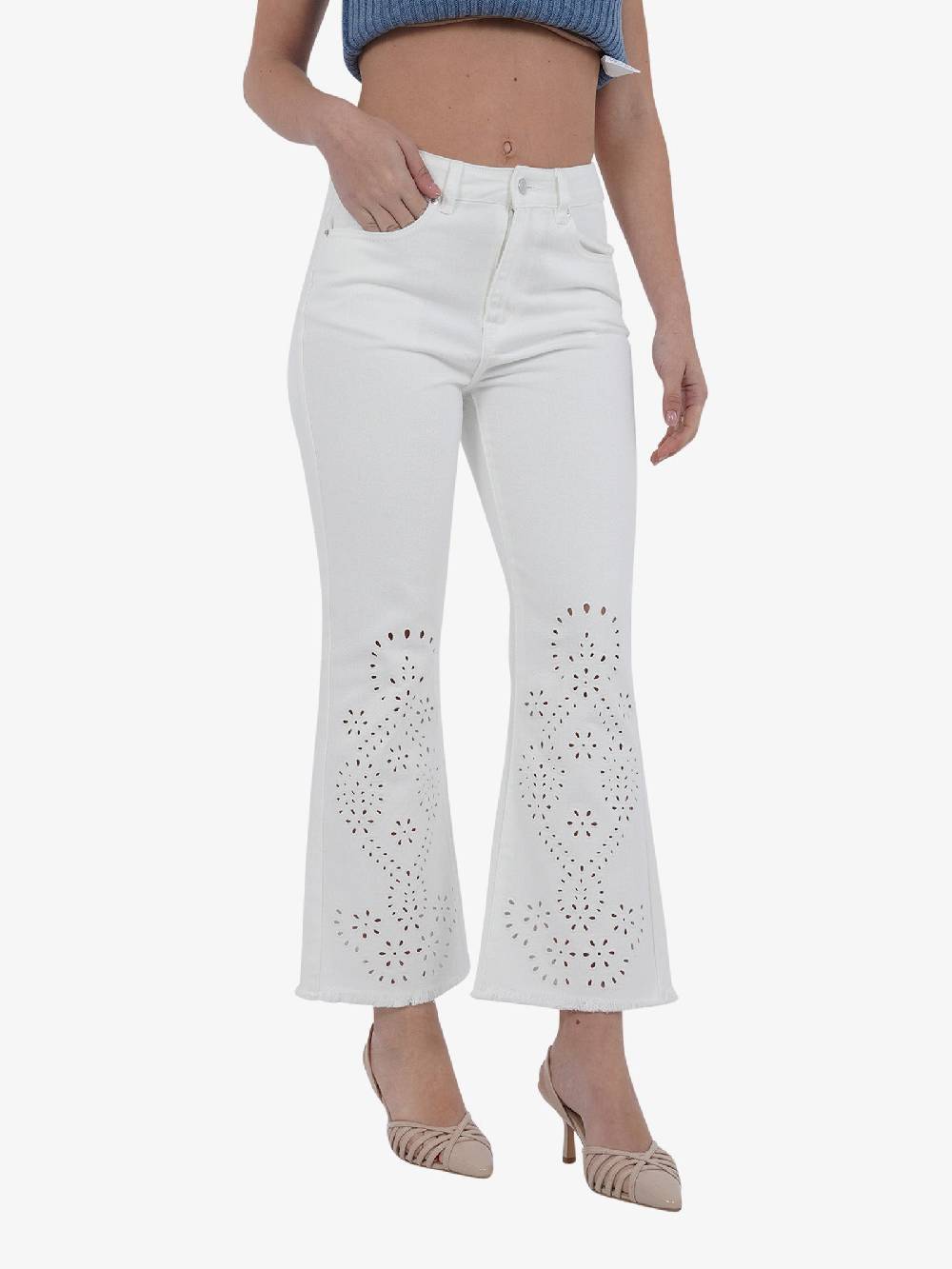 VICOLO Jeans DB5072 Donna Cotone Bianco