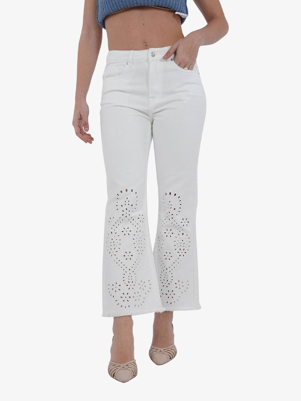 VICOLO Jeans DB5072 Donna Cotone Bianco