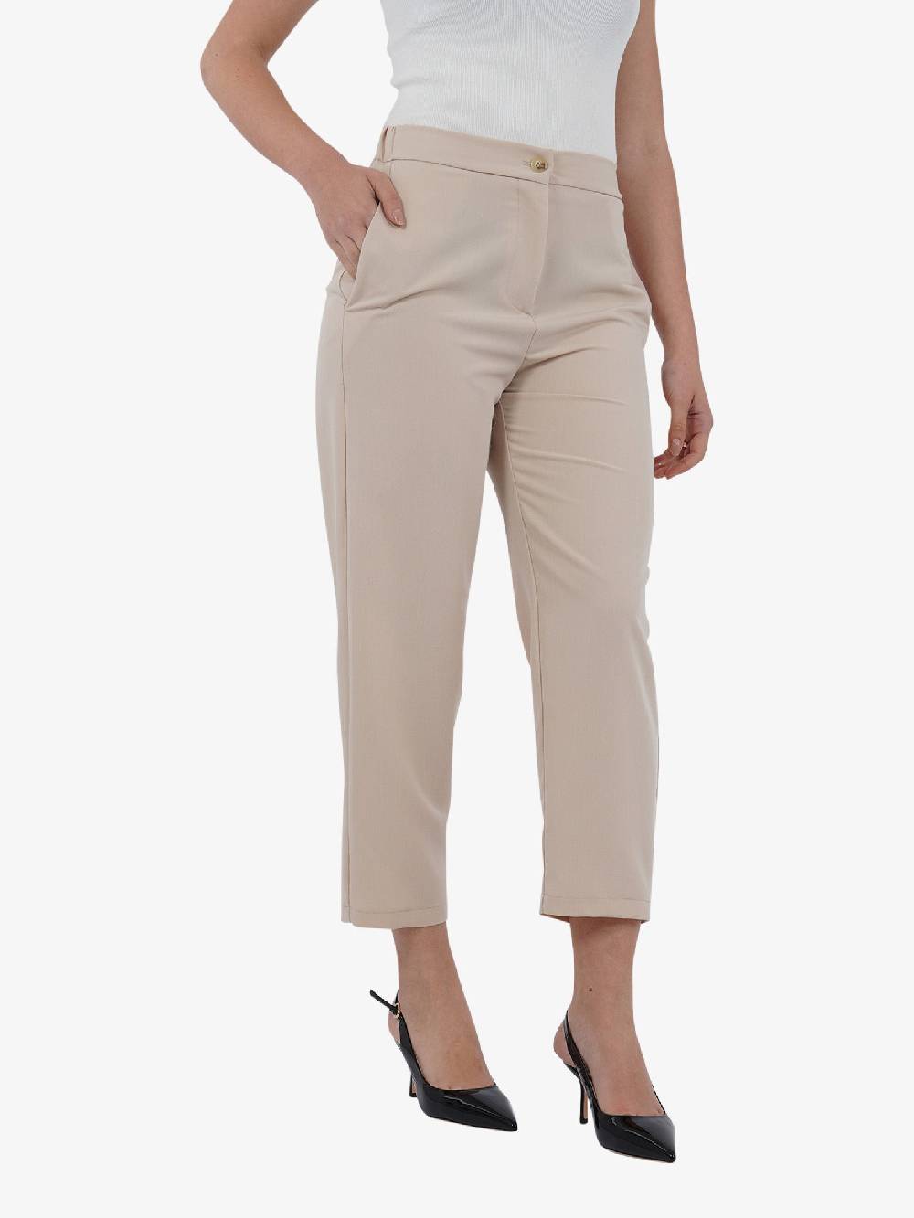 VICOLO Pantalone A Sigaretta TB0283 Donna Beige