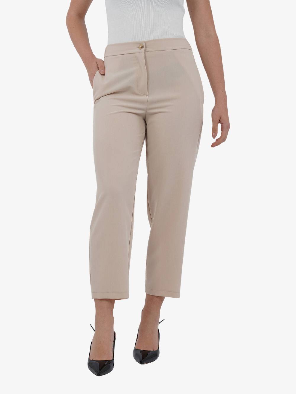 VICOLO Pantalone a sigaretta TB0283 donna beige
