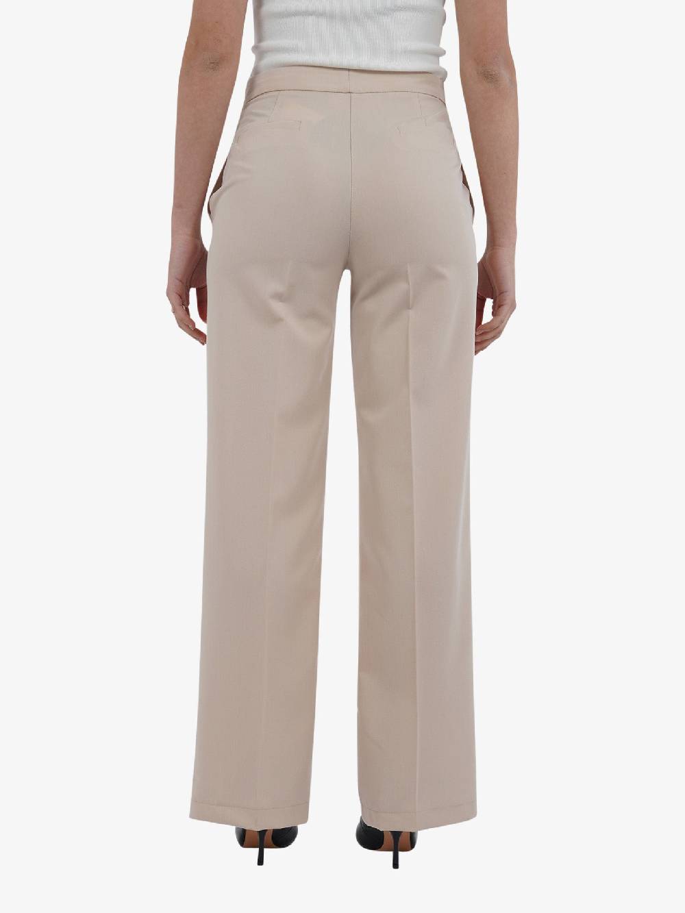 VICOLO Pantalone Basic Palazzo TB0236 Donna Beige