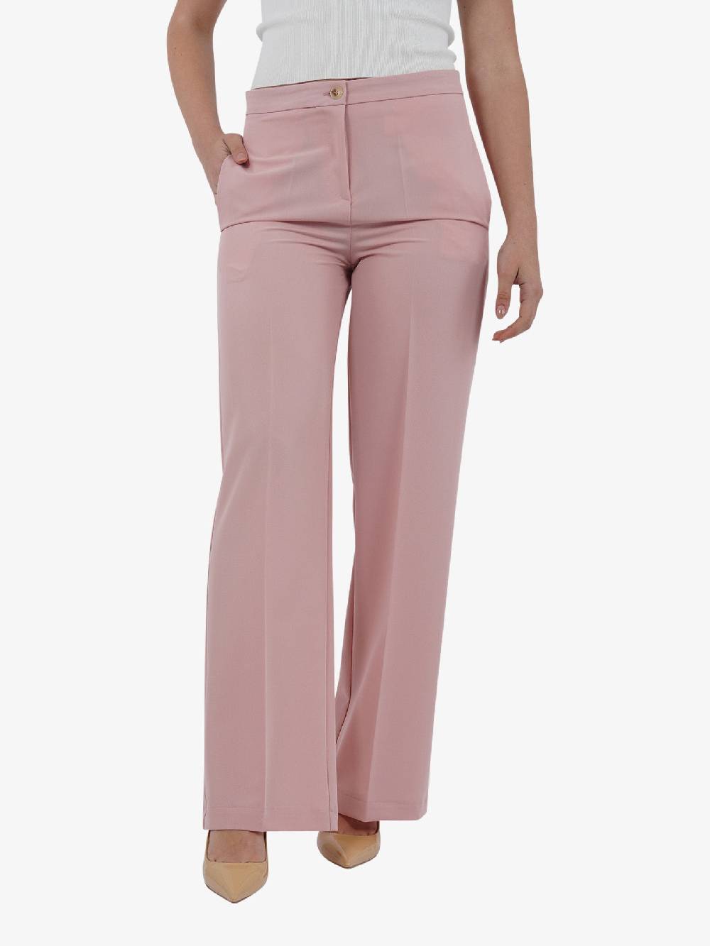 VICOLO Pantalone Basic Palazzo TB0236 Donna Rosa