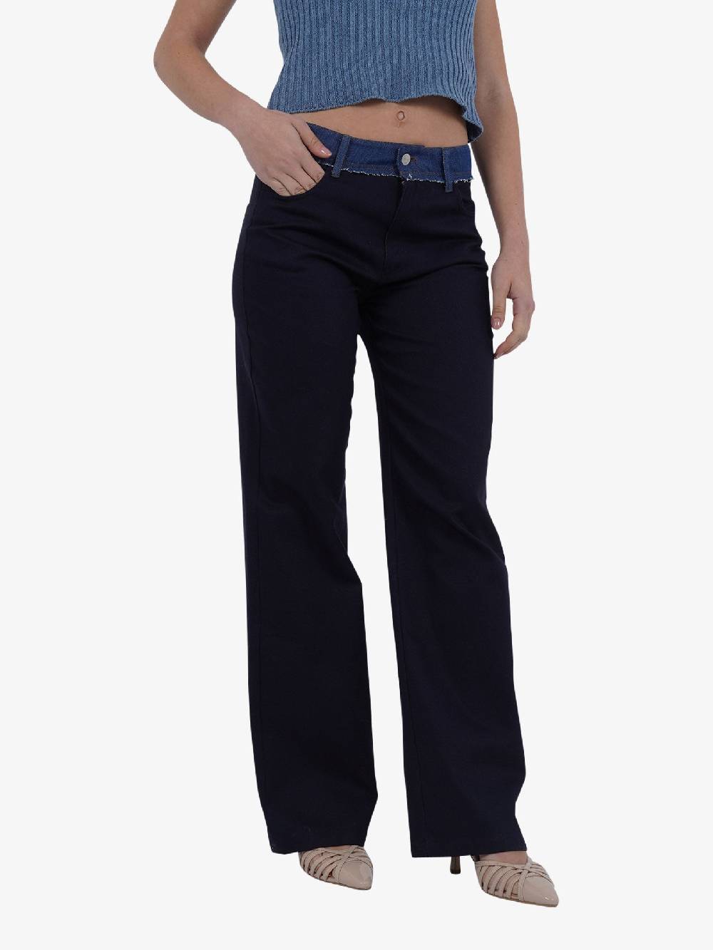 VICOLO Pantalone TB0878 Donna Cotone Blu