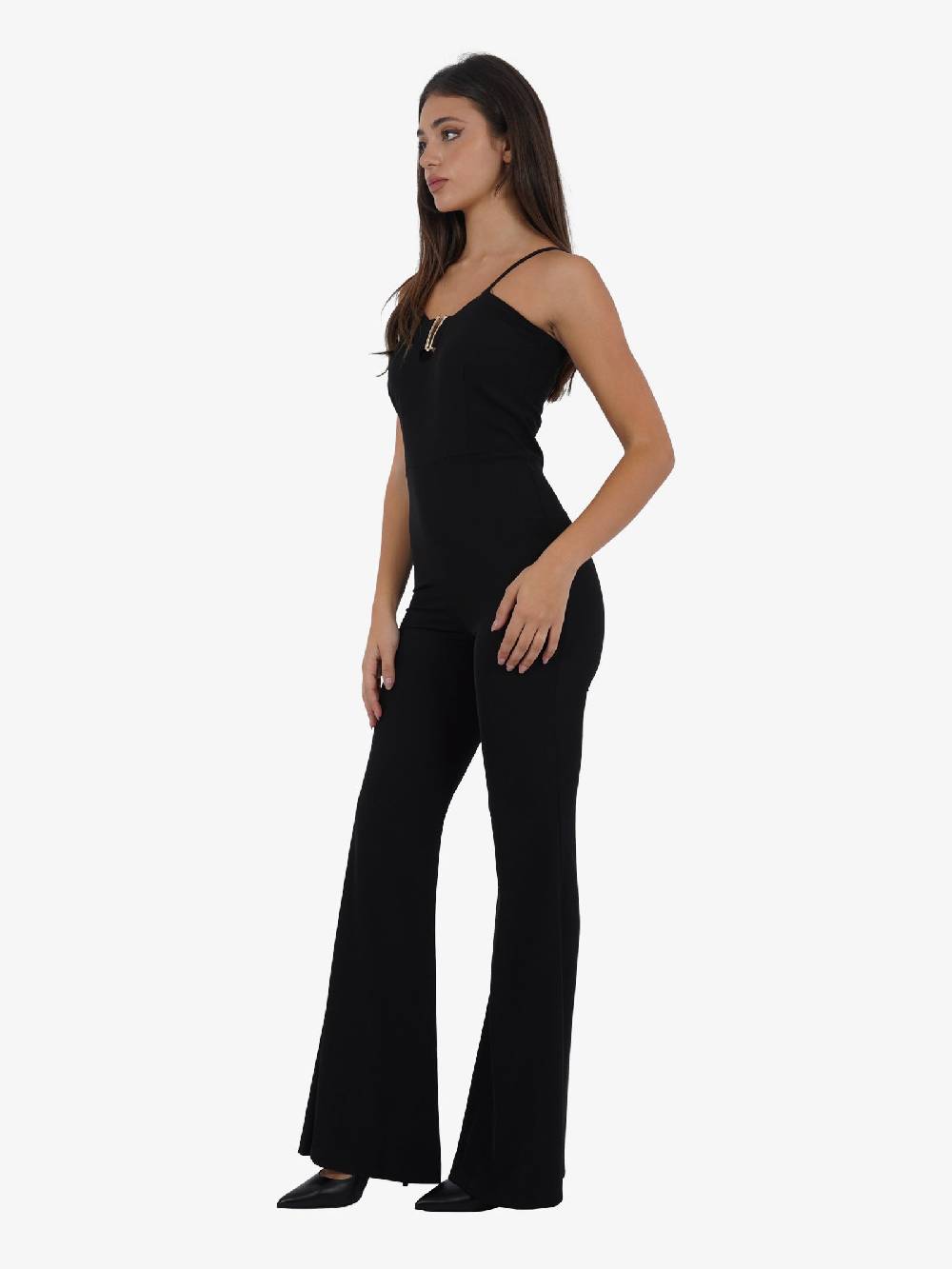 VICOLO Tuta Intera TR0461 Donna A Gamba Ampia Nero