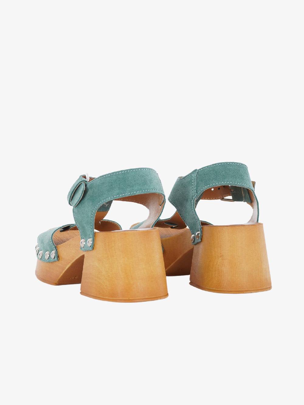 VINTAGE Sandali Con Plateau Donna In Pelle Avio