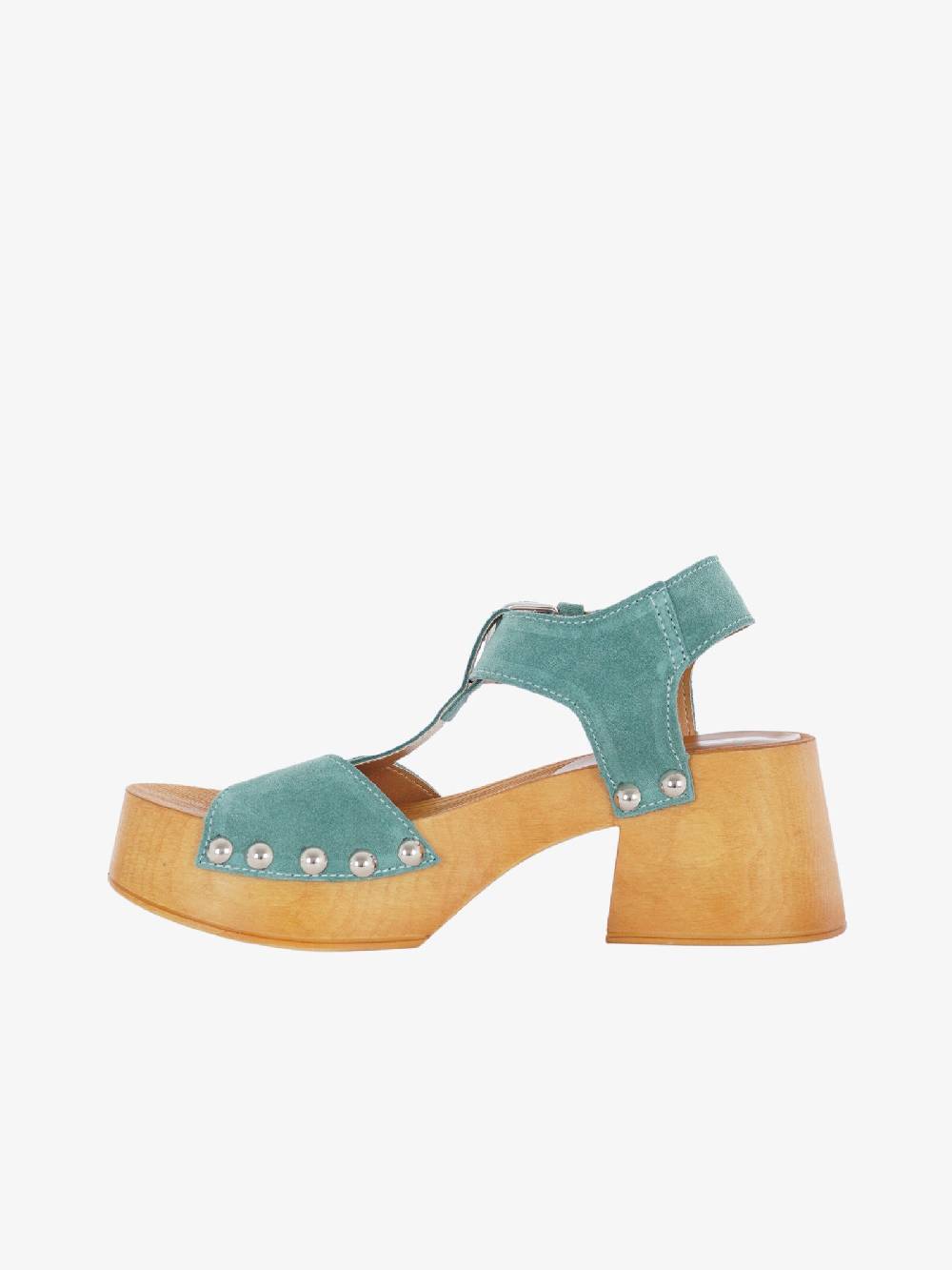 VINTAGE Sandali Con Plateau Donna In Pelle Avio