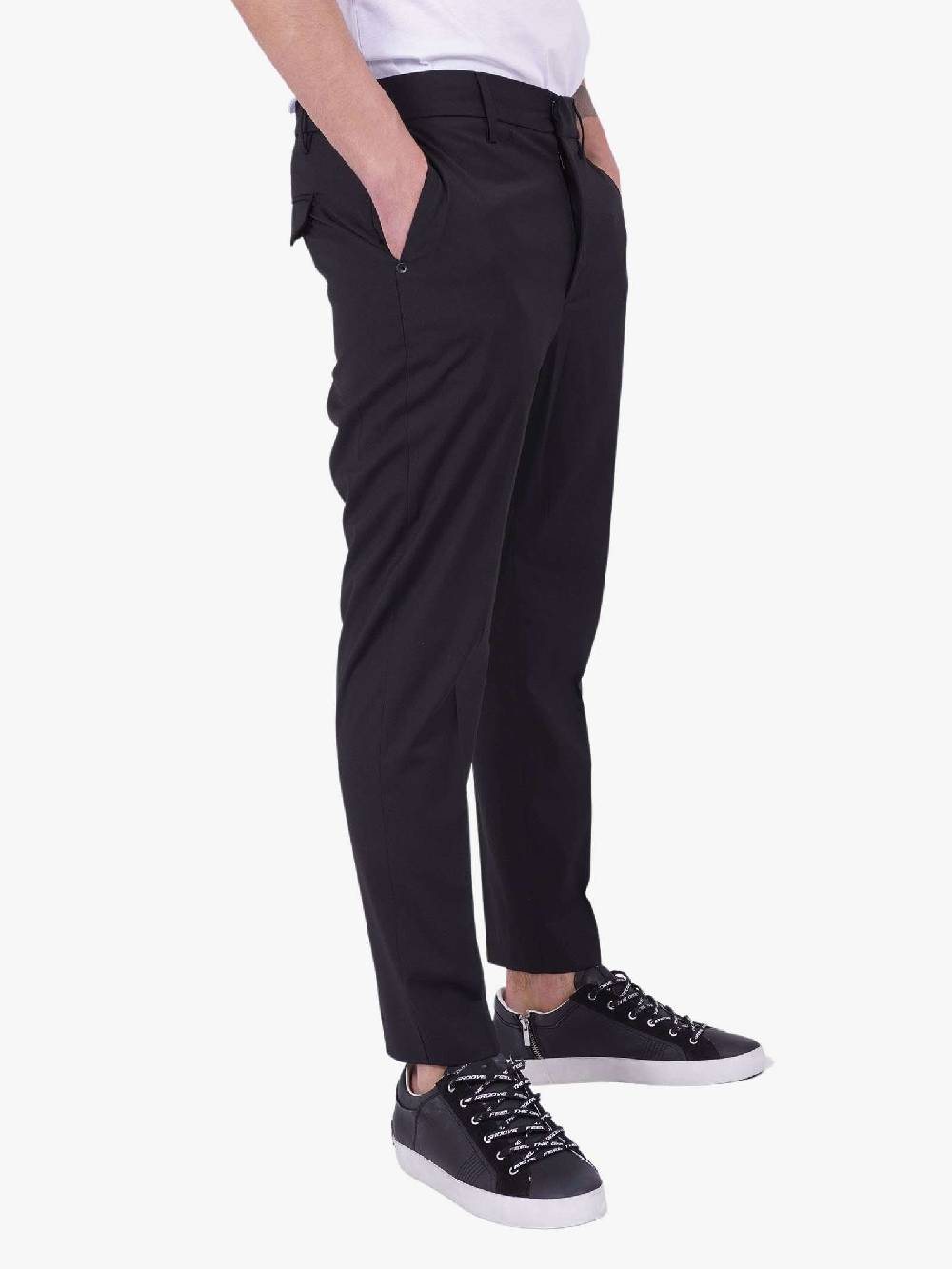 WHITE OVER Pantalone Slim Fit Nero Uomo