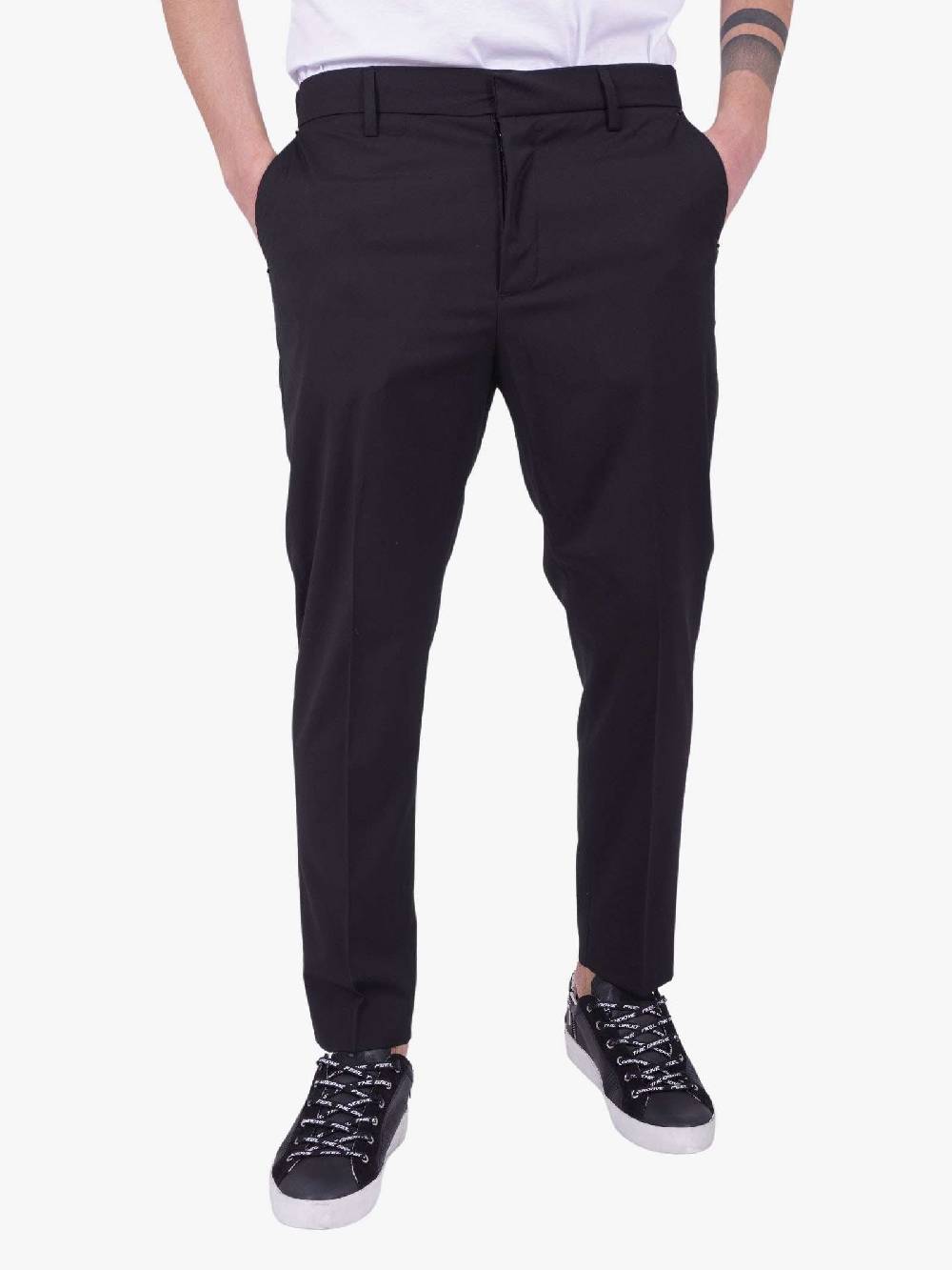 WHITE OVER Pantalone Slim Fit Nero Uomo
