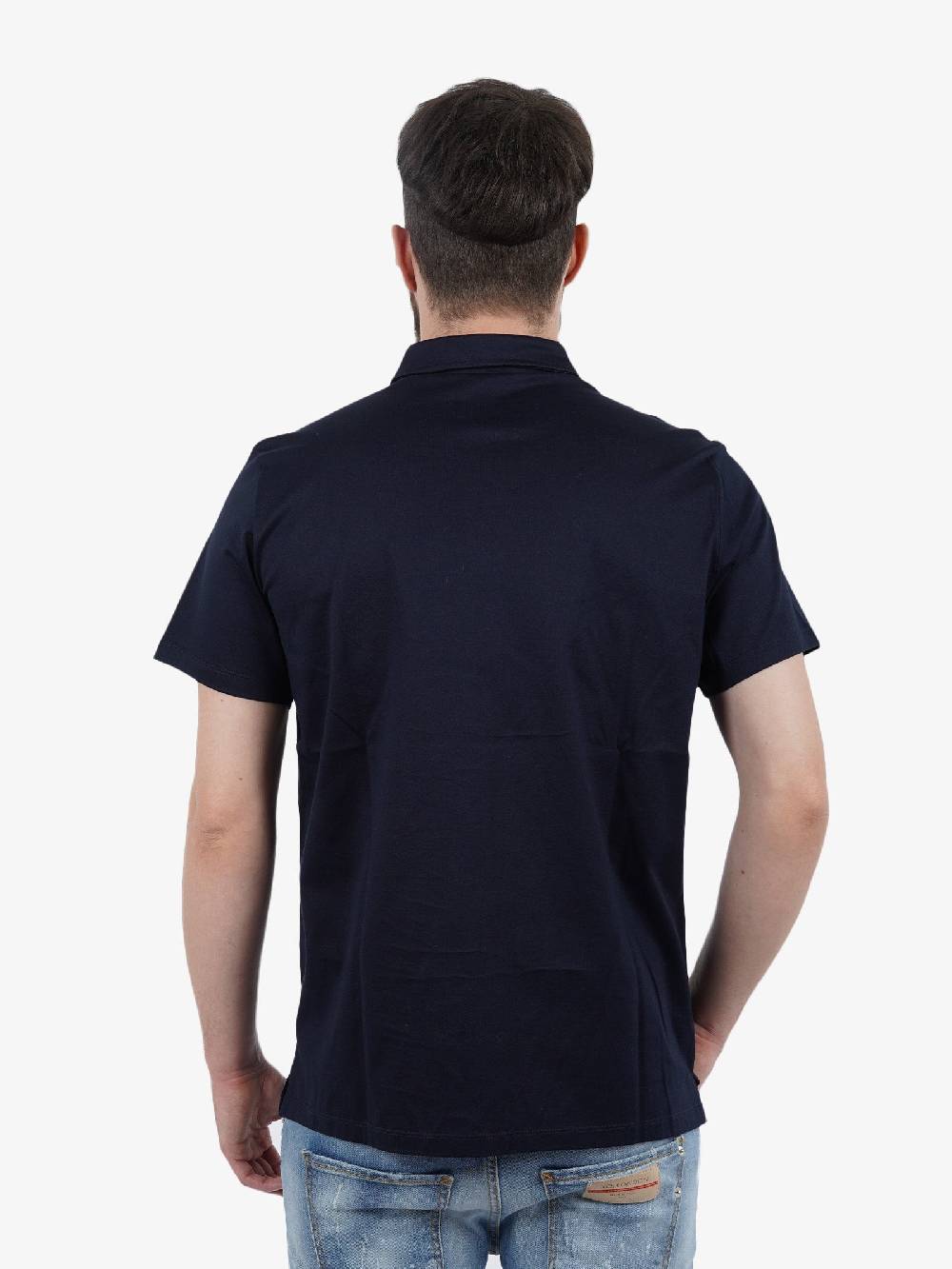 WHITE OVER Polo In Cotone Uomo Blu Scuro