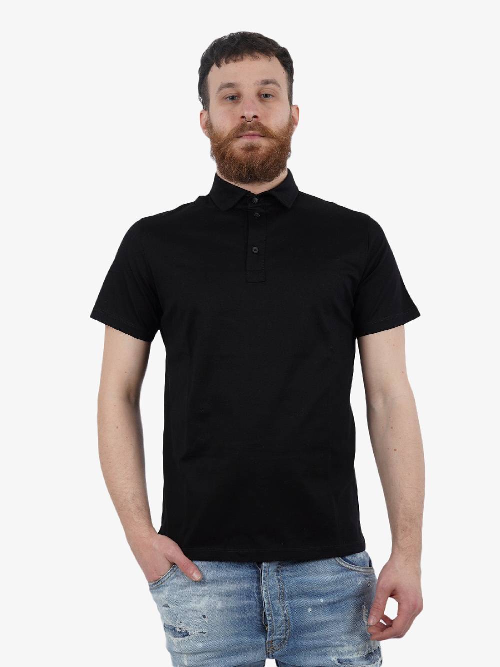 WHITE OVER Polo In Cotone Uomo Nera