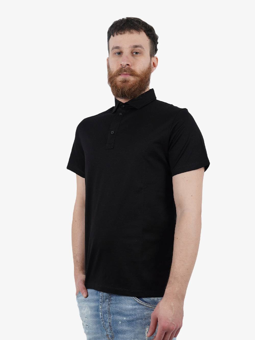 WHITE OVER Polo In Cotone Uomo Nera