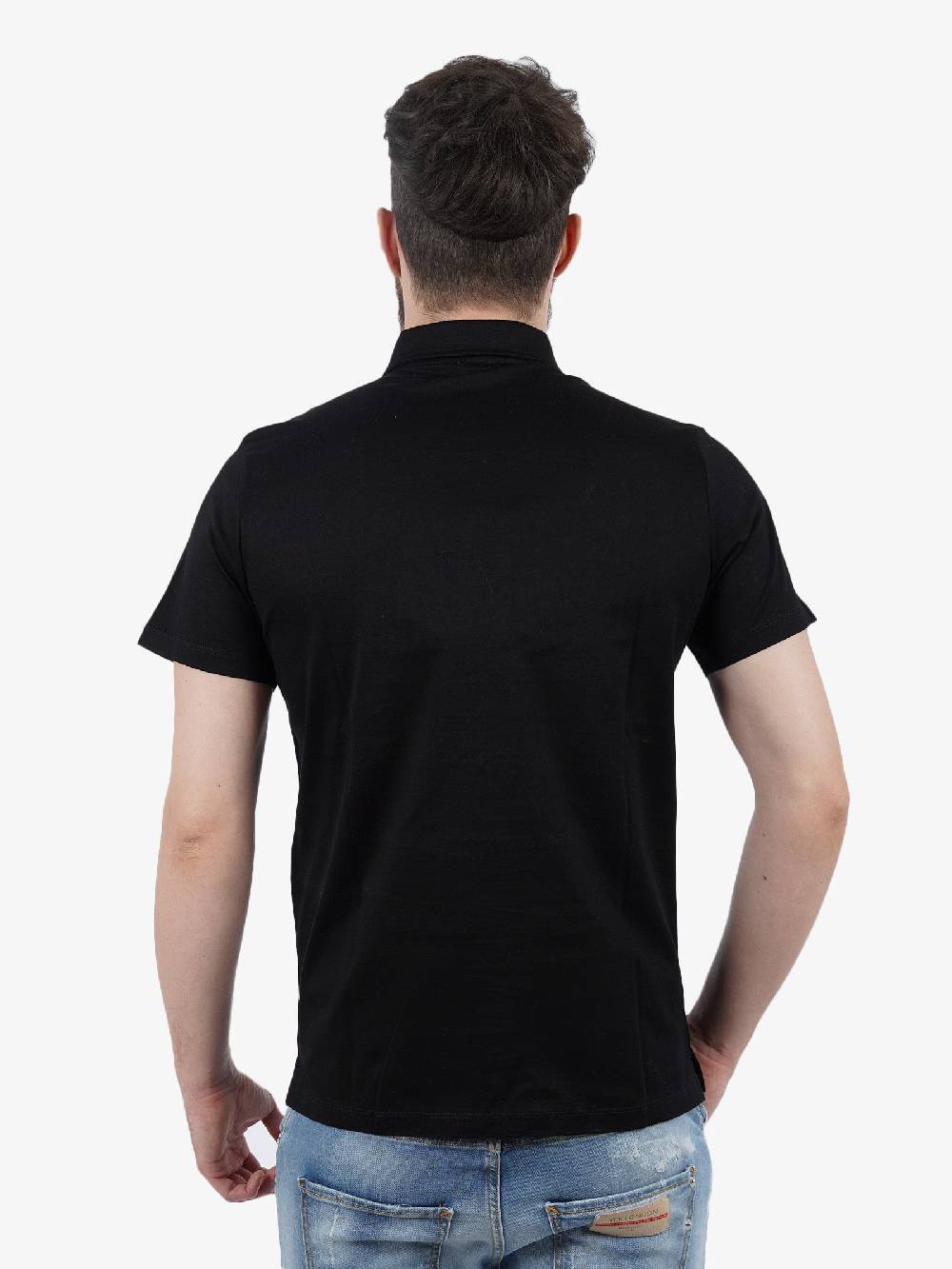 WHITE OVER Polo In Cotone Uomo Nera