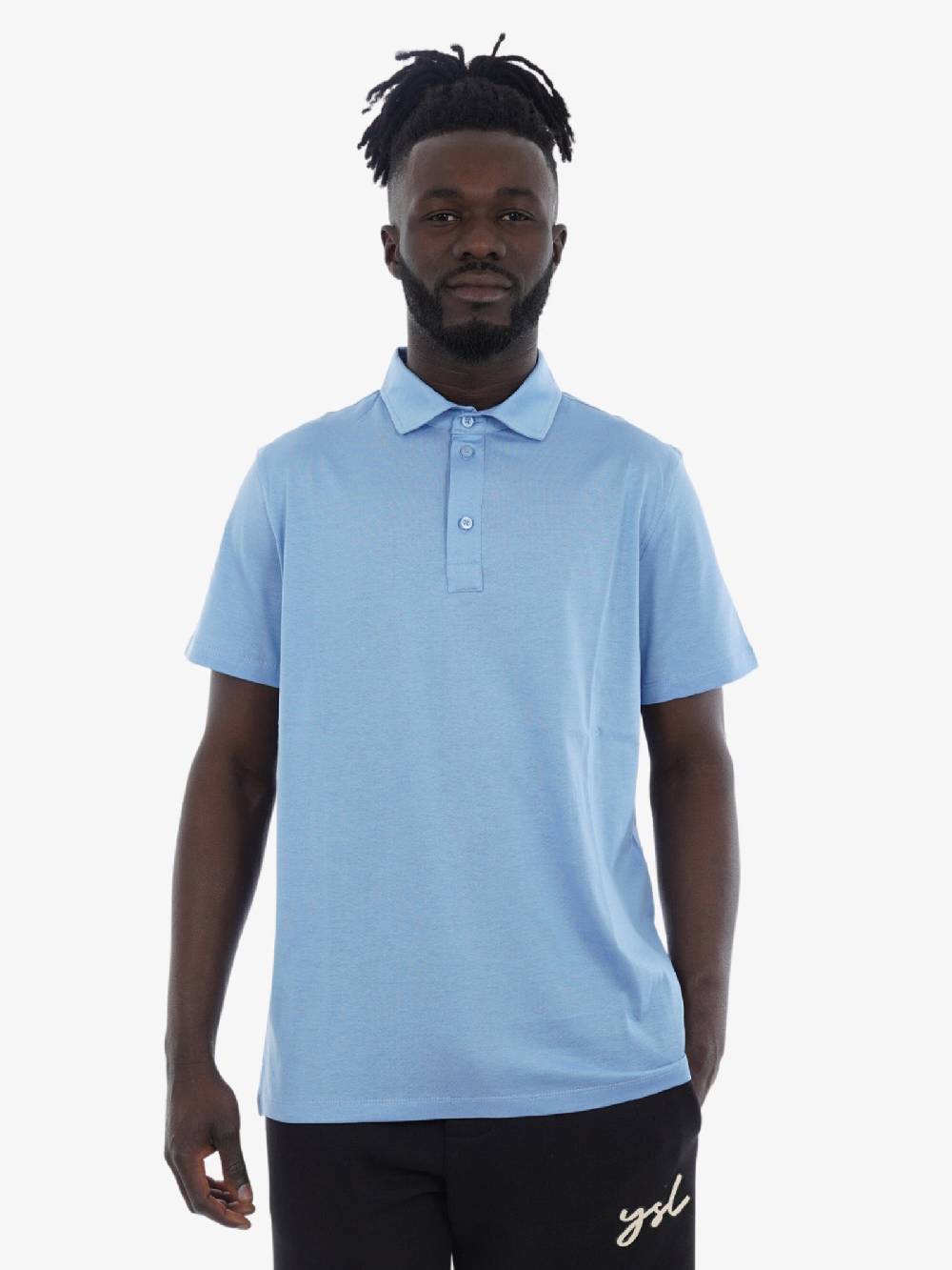 WHITE OVER Polo Oregon Uomo In Cotone Azzurro