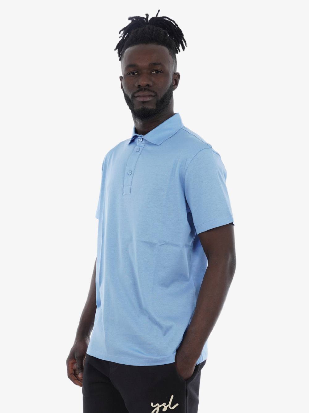 WHITE OVER Polo Oregon Uomo In Cotone Azzurro