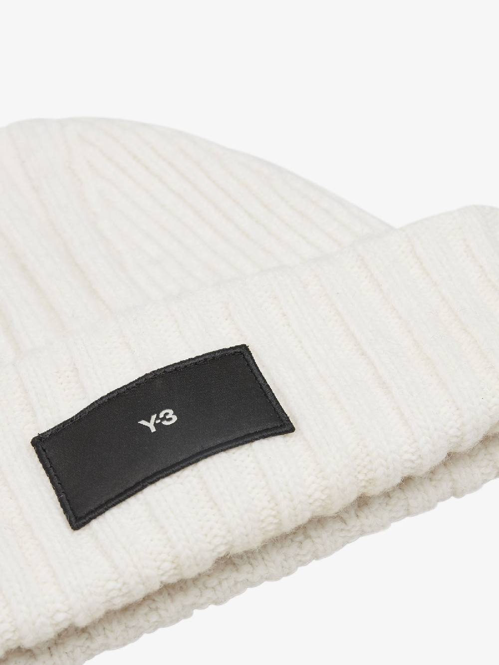 Y-3 Cappello Beanie Knit In Lana Talco/nero
