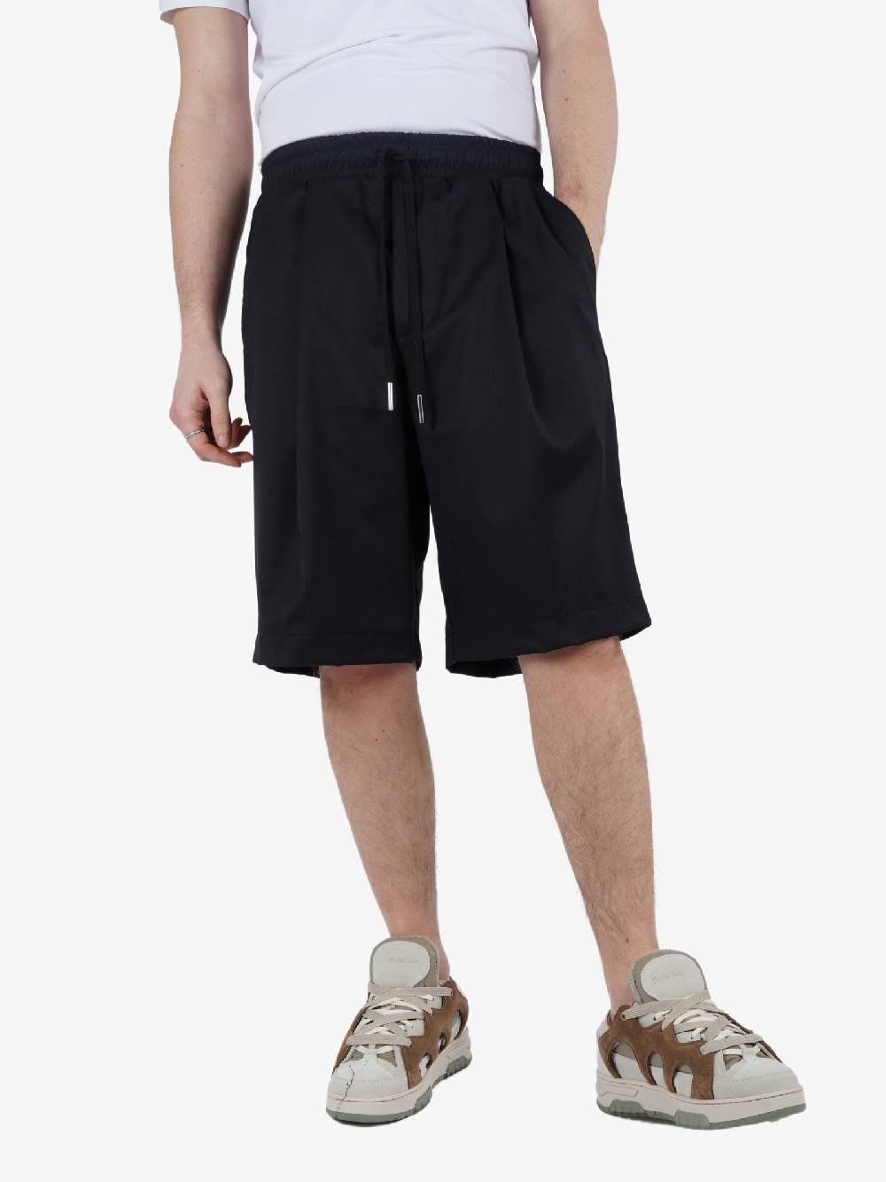 YES LONDON Bermuda In Lana Uomo Nero