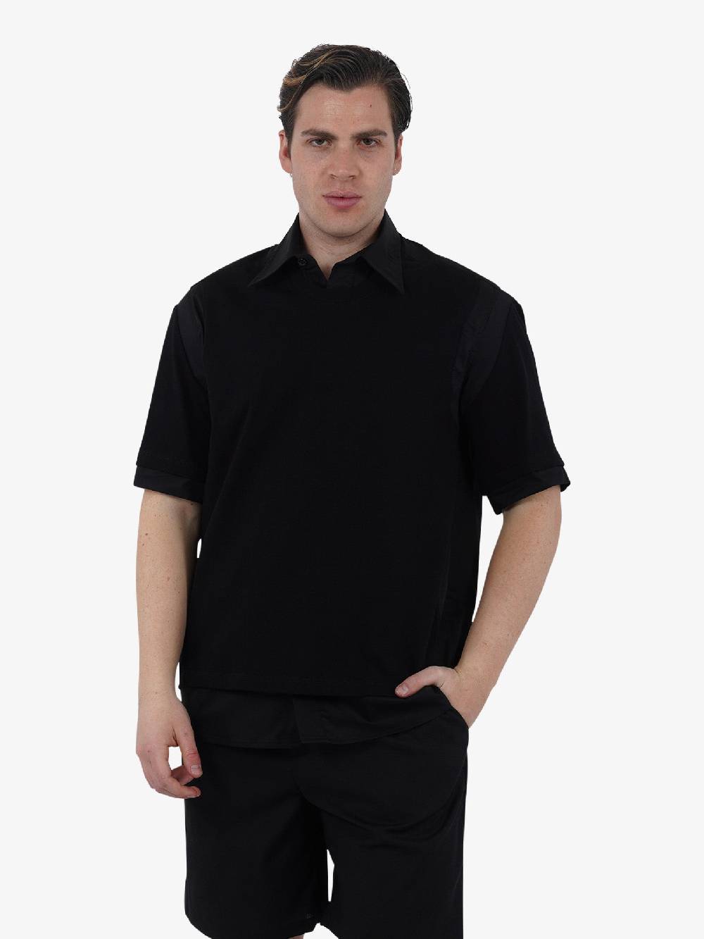 YES LONDON Camicia XCM7155 Uomo Cotone Nero