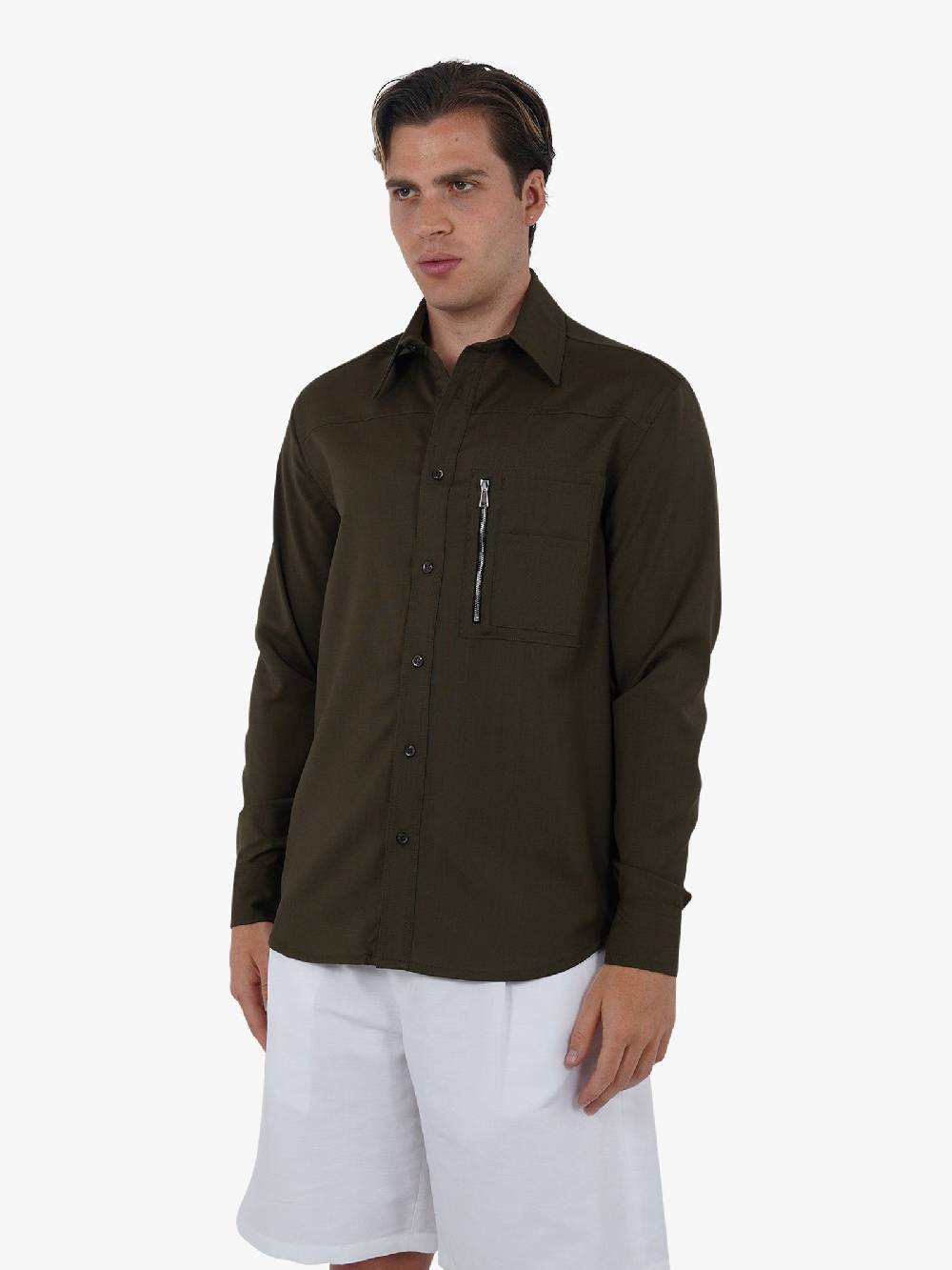 YES LONDON Camicia XCM7164 Uomo Lana Verde