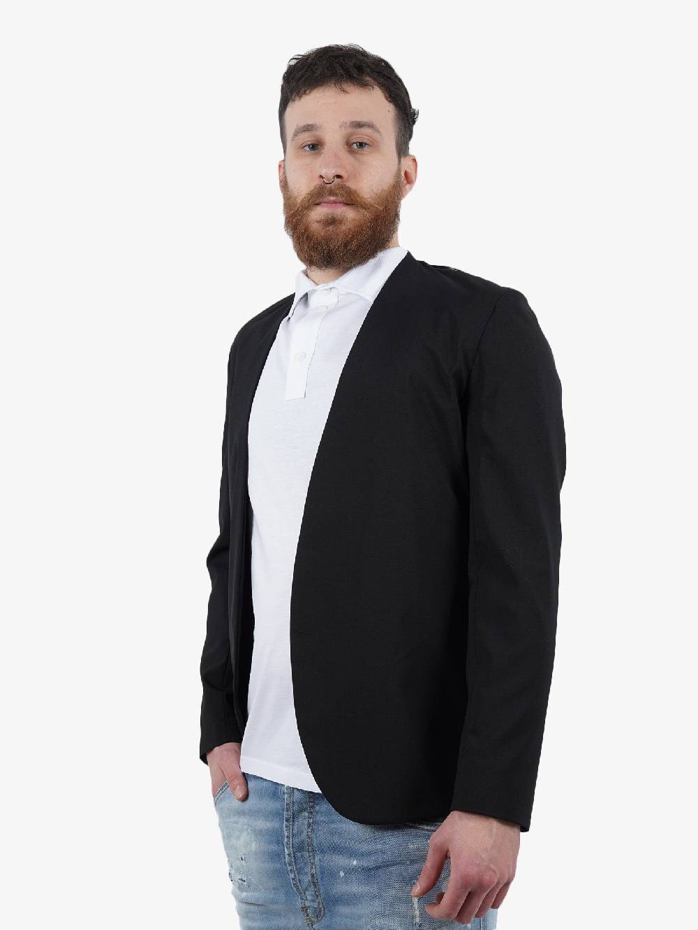 YES LONDON Giacca Senza Abbottonatura Uomo Nera