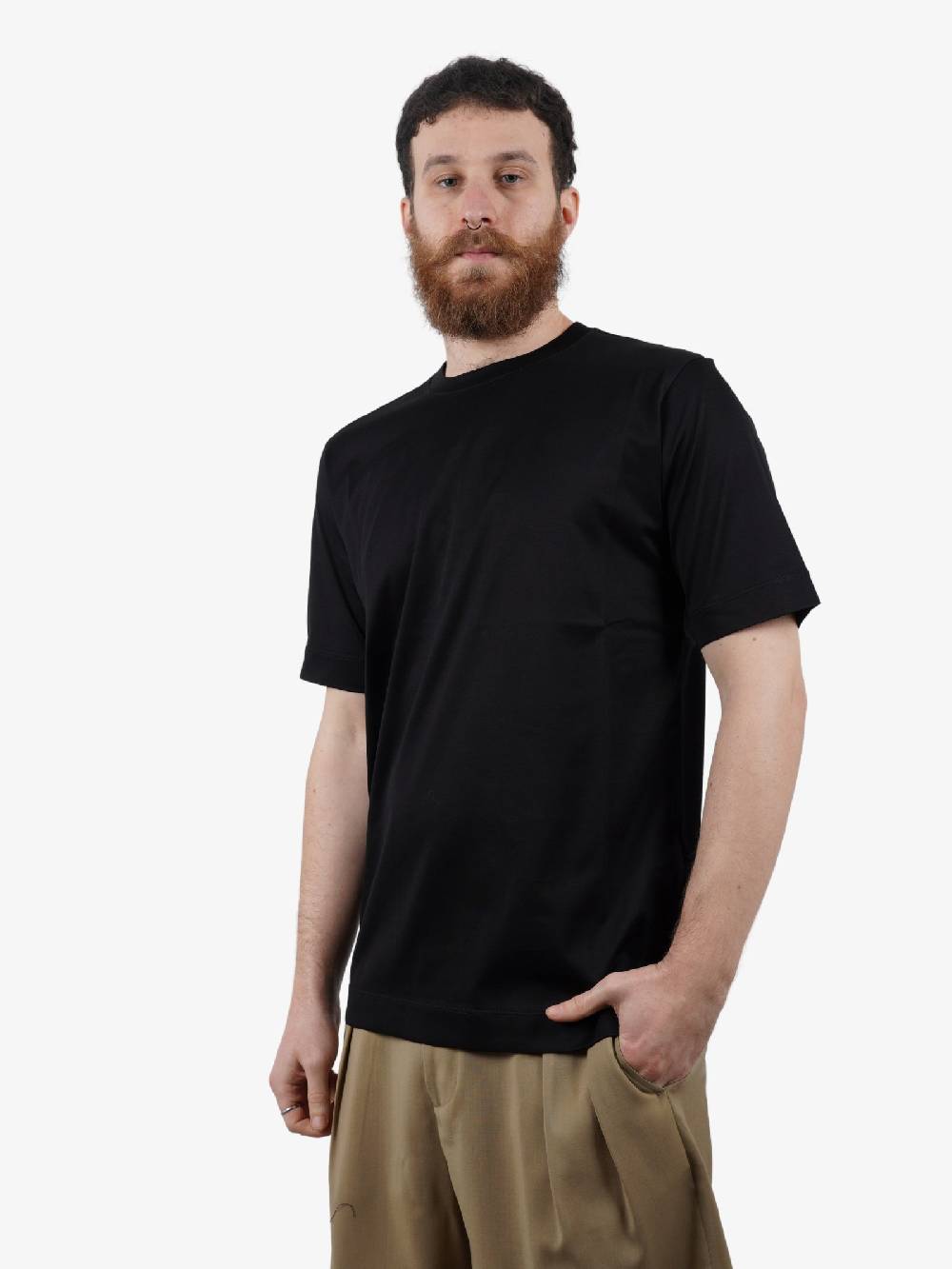 YES LONDON T-shirt Girocollo Uomo In Cotone Nera