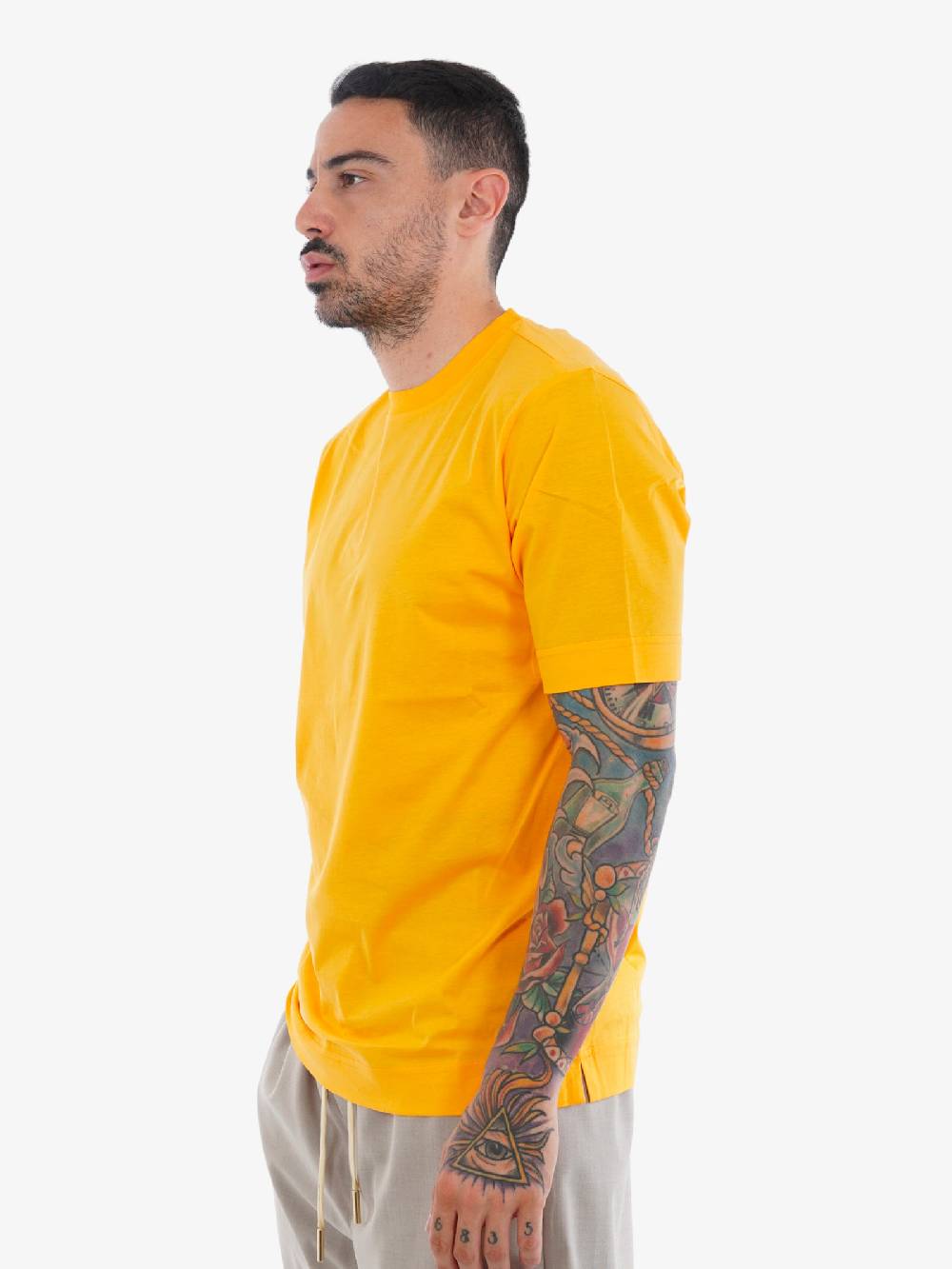 YES LONDON T-shirt XM4084 Uomo In Cotone Ocra