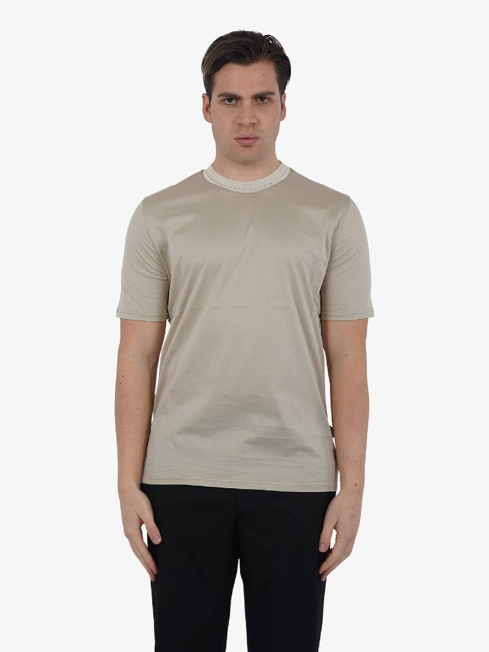 YES LONDON T-shirt XM4106 uomo cotone beige