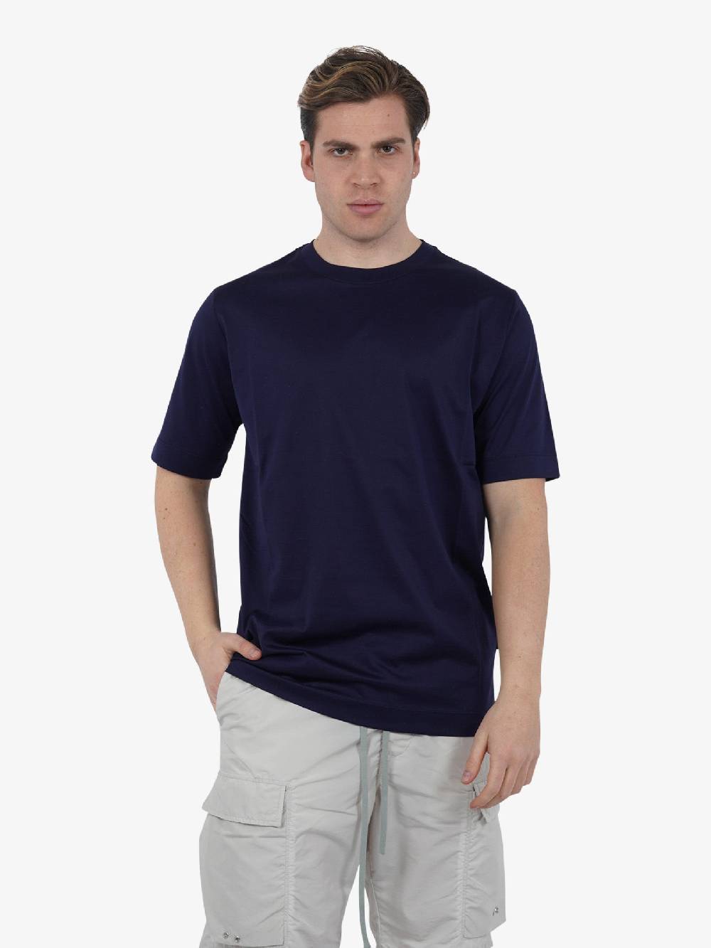YES LONDON T-shirt XM4128 uomo cotone blu