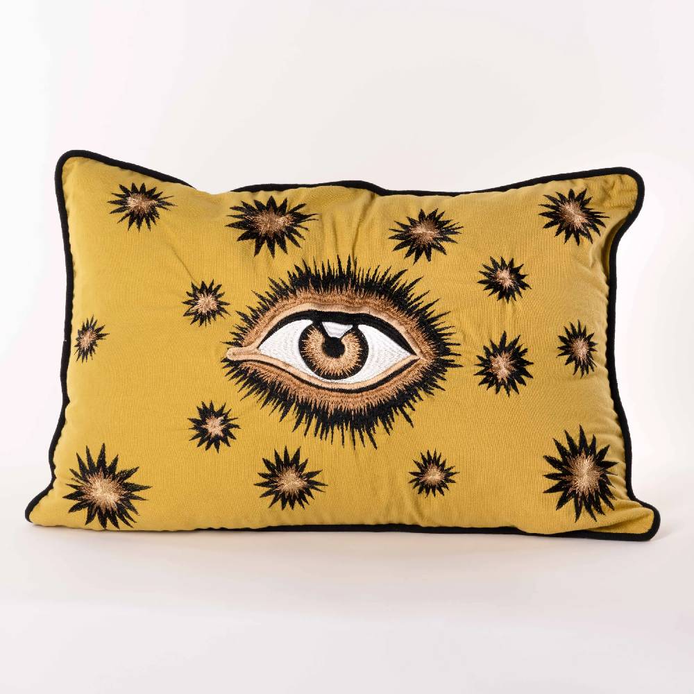 Les Ottomans Eye hand-embroidered cotton cushion EYBC02