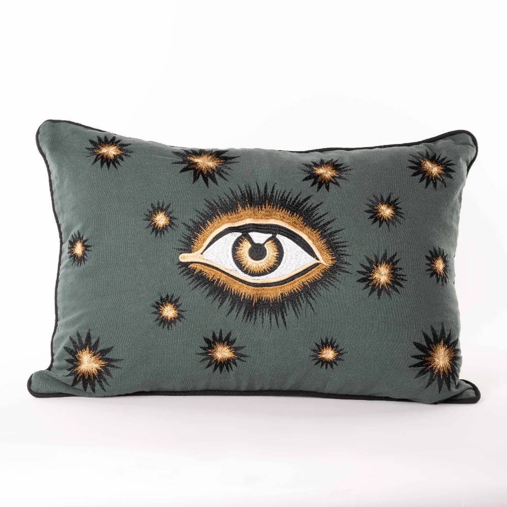 Les Ottomans Eye hand-embroidered cotton cushion EYBC03