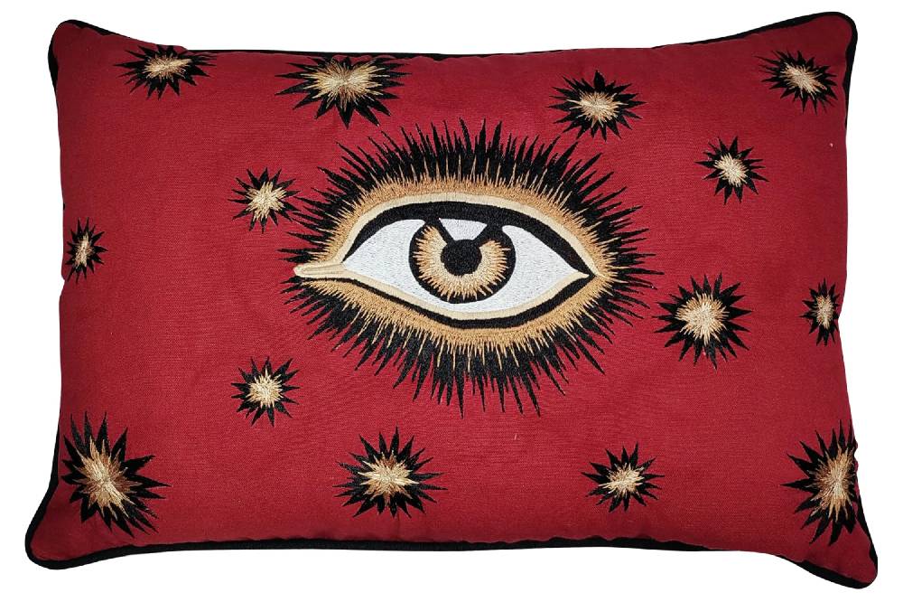 Les Ottomans Eye hand-embroidered cotton cushion EYBC04
